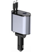 Resim Tongdashop Silvery 4ü1 Açılır Araç Şarj Cihazı 2 Type-c Kablosu İle Hızlı Usb-c Şarj 