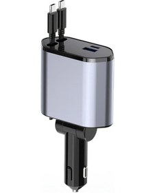 Resim Tongdashop Silvery 4ü1 Açılır Araç Şarj Cihazı 2 Type-c Kablosu İle Hızlı Usb-c Şarj 