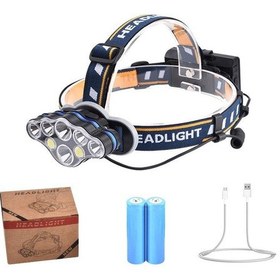 Resim PS-888 Güçlü USB Şarj Edilebilir Profesyonel 8 Modlu 6000 Lümen 8 LED Su Geçirmez Kafa Lambası Siyah 