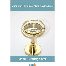 Resim Zarif Pirinç Masa Üstü Pusula Dekoratif Aksesuar 1 Adet 