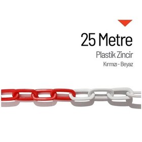 Resim İleri Trafik Plastik Zincir Kırmızı-Beyaz 25 M 