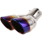 Resim Evrensel Araba Şekillendirme Paslanmaz Çelik Dirsek Egzoz Kuyruk Susturucu Ucu Borusu, İç Çap: 7.2cm Mavi 