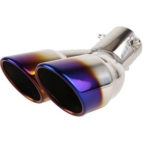 Resim Evrensel Araba Şekillendirme Paslanmaz Çelik Dirsek Egzoz Kuyruk Susturucu Ucu Borusu, İç Çap: 7.2cm Mavi 