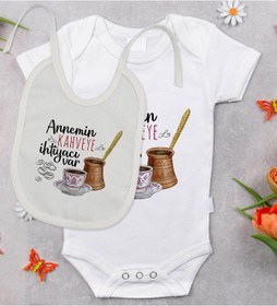 Resim Bitmeyenkartus Bk Kids Annemin Kahveye Ihtiyacı Var Tasarımlı Bebek Body Zıbın V Çok Renkli 