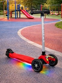 Resim Tois ColorWase Led Işıklı 4 Kademe Ayarlanabilir 3 Tekerlekli Scooter - Kırmızı - Kırmızı / Standart 