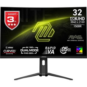 Resim MSI MAG 321CUPDF 32 3840x2160 UHD 160Hz 0.5ms HDMI DP Type-C HDR 400 FreeSync Premium Curve 1500R Gaming Monitör 
