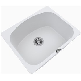 Resim Polex Cristalüx Granit Evye P-OL60 Beyaz Tezgah Altı Ve Tezgah Üstü Kare Mutfak Evyesi 60x49.5 CM 