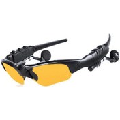 Resim Vkemall Mavi Işığı Filtreleyen Akıllı Bluetooth Güneş Gözlüğü - Spor Ve Sürüş İçin Konuşma/müzik Fonksiyonu, Sarı Lens + Taşıma Çantası Altın 