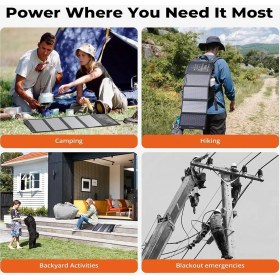 Resim 28W Katlanabilir Güneş Paneli Şarj Cihazı, 3 Usb, Su Geçirmez, Kamp ve Açık Hava Için 