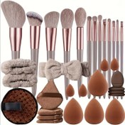 Resim 13 Parça Lüks Makyaj Fırçası Seti - Yumuşak Sentetik Kıllarla Mükemmel Makyaj Etkisi Oluşturmak İçin, Seyahat Çantası ve Clutch Çanta Dahil 