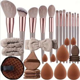 Resim 13 Parça Lüks Makyaj Fırçası Seti - Yumuşak Sentetik Kıllarla Mükemmel Makyaj Etkisi Oluşturmak İçin, Seyahat Çantası ve Clutch Çanta Dahil 