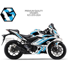 Resim Yamaha R25 Kaplama Sticker Air Brush Motor Kaplama Modeli Hazır Kit 2019 / 2024 Uyumlu Mavi 