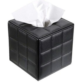 Resim Siyah Kare Mendil Kutusu Kapağı Kafes Yüz Mendili Peçetelik Banyo Saklama Rafı Plastik Abs 