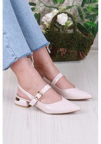 Resim Fort 129-1210 Fls Rugan Alçak Topuk Arkası Açık Önü Kapalı Kadın Ayakkabı Ten 