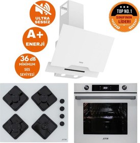 Resim Ferre Ve AFM Tech D064-SA +FM7701 +FM-BD2201 Beyaz Ankastre Set 