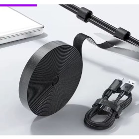 Resim 5-Metre Kablo Düzenleyici Toplayıcı Cırt Cırt Siyah Bantlı Kablo Sarıcı Düzenleyici Organizatör Kesilebilir Kablo Düzenleyici 