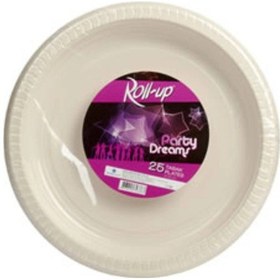 Resim Roll-up Party Tıme Plastik Tabak Krem Renkli 25 Adetli 