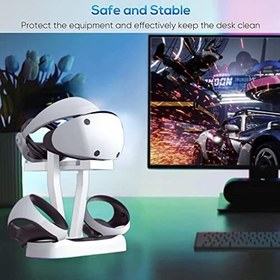 Resim JoyHood PS VR2 için Manyetik Şarj Tabanı, VR Kulaklık Tutuculu ve Ekran Standlı Kumanda Şarj İstasyonu (Beyaz ve Siyah) 