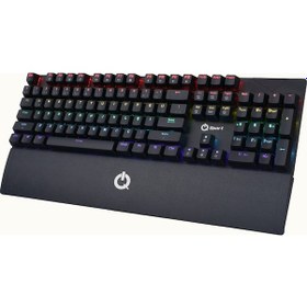 Resim Qpart MECH-2000 Blue Switch Bilek Destekli Rgb Kablolu Mekanik Klavye 