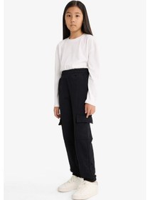 Resim Defacto Kız Çocuk Beli Lastikli Kargo Jogger Eşofman Altı E6928a825aubk81 Siyah 