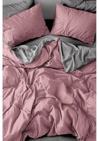 Resim More Home Çift Kişilik Yorgan Kılıfı + Yastık Kılıfı Gül Kurusu Antrasit 