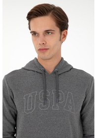 Resim U.S. Polo Assn. Erkek Regular Fit Kapüşonlu Antrasit Melanj Basic Sweatshirt 50295175-VR081 