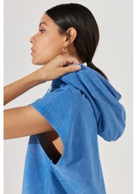Resim Lee Regular Fit Normal Kesim %100 Pamuk Mavi Kadın Kolsuz Kol Kapüşonlu Sweatshirt L231320400 Mavi 