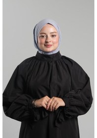 Resim Hürrem Bone Gri Pratik Hazır Geçmeli Tesettür Eşarp Sandy Arkadan Çıtçıtlı Piliseli Hijab 2406 15 Gri 