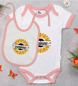 Resim Bk Kids Sunshine Tasarımlı Pembe Bebek Body Zıbın Ve Mama Önlüğü Çok Renkli 