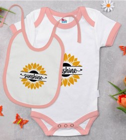 Resim Bk Kids Sunshine Tasarımlı Pembe Bebek Body Zıbın Ve Mama Önlüğü Çok Renkli 