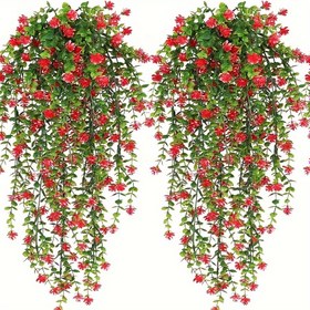 Resim 4 Adet, Yapay Asılı Bitkiler Sahte Asılı Bitki Sahte Okaliptüs Yaprak Yeşillik Sarmalı Açık Hava UV Dayanıklı Plastik Bitkiler 