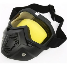 Resim Motoanl Cross Motosiklet Bisiklet Gözlüğü Açık Kask Maskesi Süngerli Bant Lastikli Jet Maske Sarı Camlı 