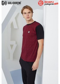 Resim Kly 2117 Erkek Kısa Kollu 0 Yaka Pijama Takım Krem 