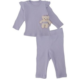Resim Kız Bebek Fırfır Kol Detaylı Çıtçıtlı Ayıcıklı 2'li Alt Üst Takım 001 