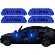 Resim Elmpaly 4 Adet Mavi Yansıtıcı Araç Kapı Çıkartması Güvenli Açılış Uyarı Reflektif İç Ve Dış 