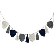 Resim Hangfox Ev Dekoru Pamuk Ipli El Örgü Yaprak Desenli Duvar Örtüsü Mavi Akrilik Tırnaklı Otel Oda Arka Planı Perde 