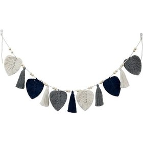 Resim Hangfox Ev Dekoru Pamuk Ipli El Örgü Yaprak Desenli Duvar Örtüsü Mavi Akrilik Tırnaklı Otel Oda Arka Planı Perde 