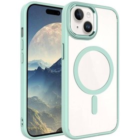 Resim Apple Uyumlu iPhone 15 Plus Wireless Şarj Özellikli Uzrm Krom Magsafe Silikon Kılıf-yeşil Yeşil 