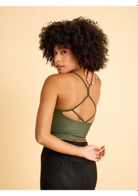 Resim İp Askılı Spor Bra - Sporcu Sütyeni Haki Yeşil 