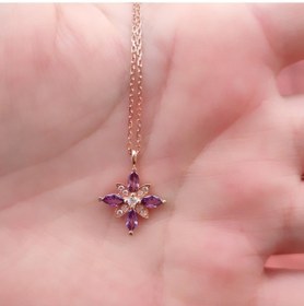 Resim MOR UMUT ÇİÇEĞİ GÜMÜŞ KOLYE 