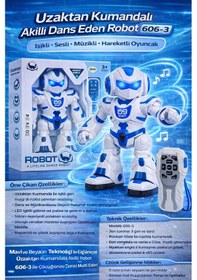 Resim Uzaktan Kumandalı Akıllı Dans Eden Robot Işıklı Sesli Müzikli Hareketli Robot - Mavi 