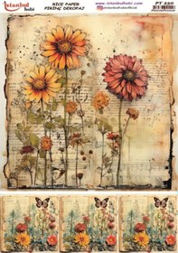 Resim Pirinç Dekopaj Kağıdı 30x42cm Pt-250 Çiçekler 