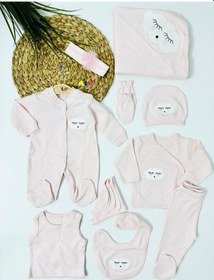 Resim Alpbebe Bulutlar Aprike İşlemeli Nakışlı 10 Lu Hastane Çıkışı Set - Pembe Pembe 