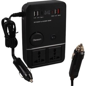 Resim Ayt Olesson 1661 Dc 12-24v 200w Oto Araç Power İnverter 2x Çakmak Girişi 2x Type-c 4x Usb 2x 220v Üniversal Priz 