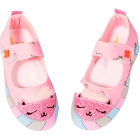 Resim Casabony Pembe Kedi Kanvas 3D Kız Çocuk Babet Ortopedik İç Taban ile Rahat ve Şık Tasarım 