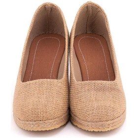 Resim Star Tombis Hasır Hasır Keten Espadril Dolgu Topuk Dolgu1001-2923 Koyu Bej 