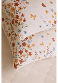 Resim Kelebek Kırmızı Desenli 2 Li Yastık Kılıfı Pamuklu Kumaş Fermuarlı Kırmızı 