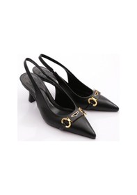 Resim Dgn 2089 Kadin Arkasi Açik Topuklu Ayakkabi 2089-2446-R1534 Siyah 