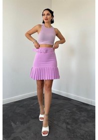 Resim Elbee Fashion Woman Altı Pileli Etek - Lila-7635 Lila 