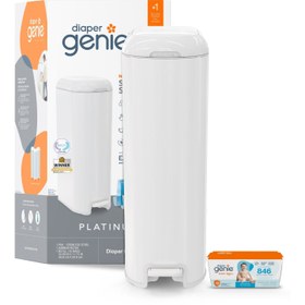 Resim Diaper Genie Bebek Bezi Kovası | Platinum | Lily White 